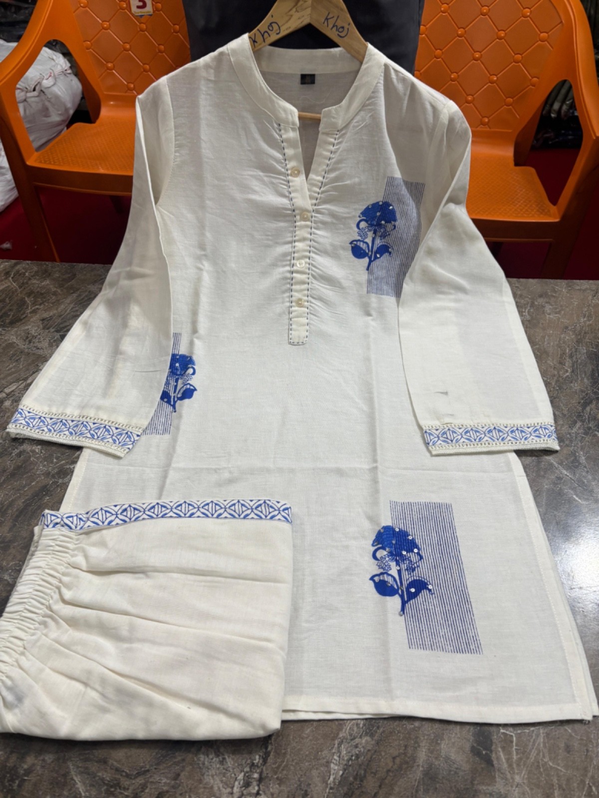 Women’s Kurta Pant Set | 2-Piece Embroidered Cotton Suit Casual Ethnic Wear