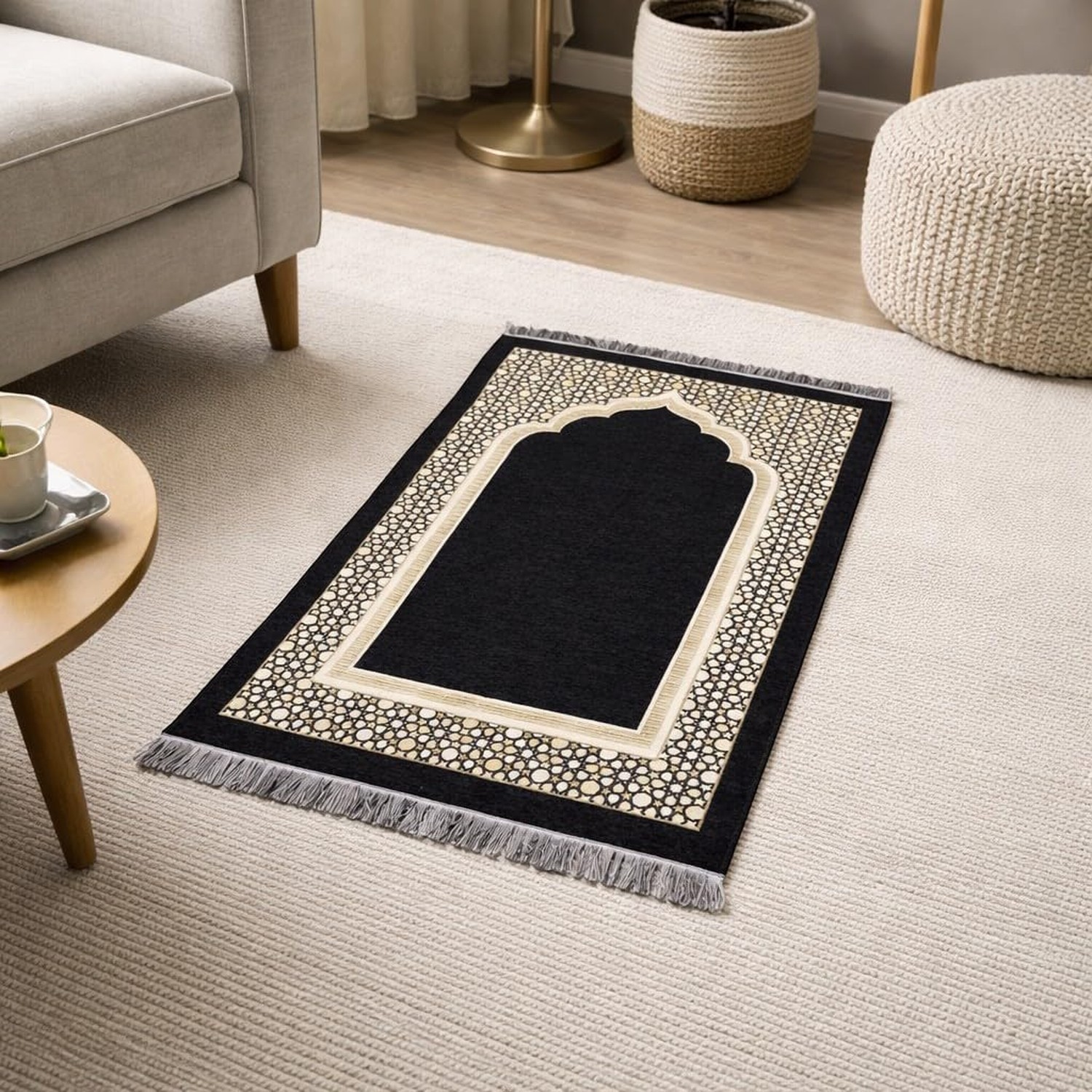 Modefa Turkish Islamic Prayer Mat – Thin Woven Chenille Sajjadah – Intricate …