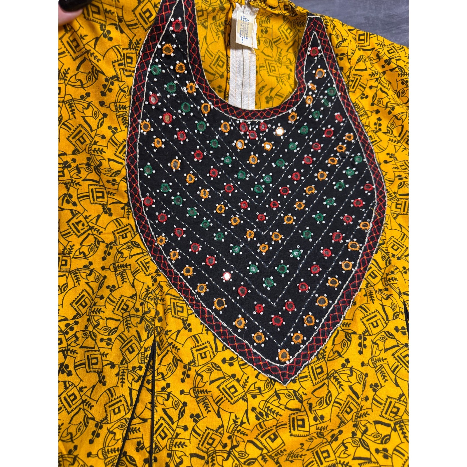 Unique True Vintage 1970s Authentic Indian Folk Dress Bohemian Festival Eclectic