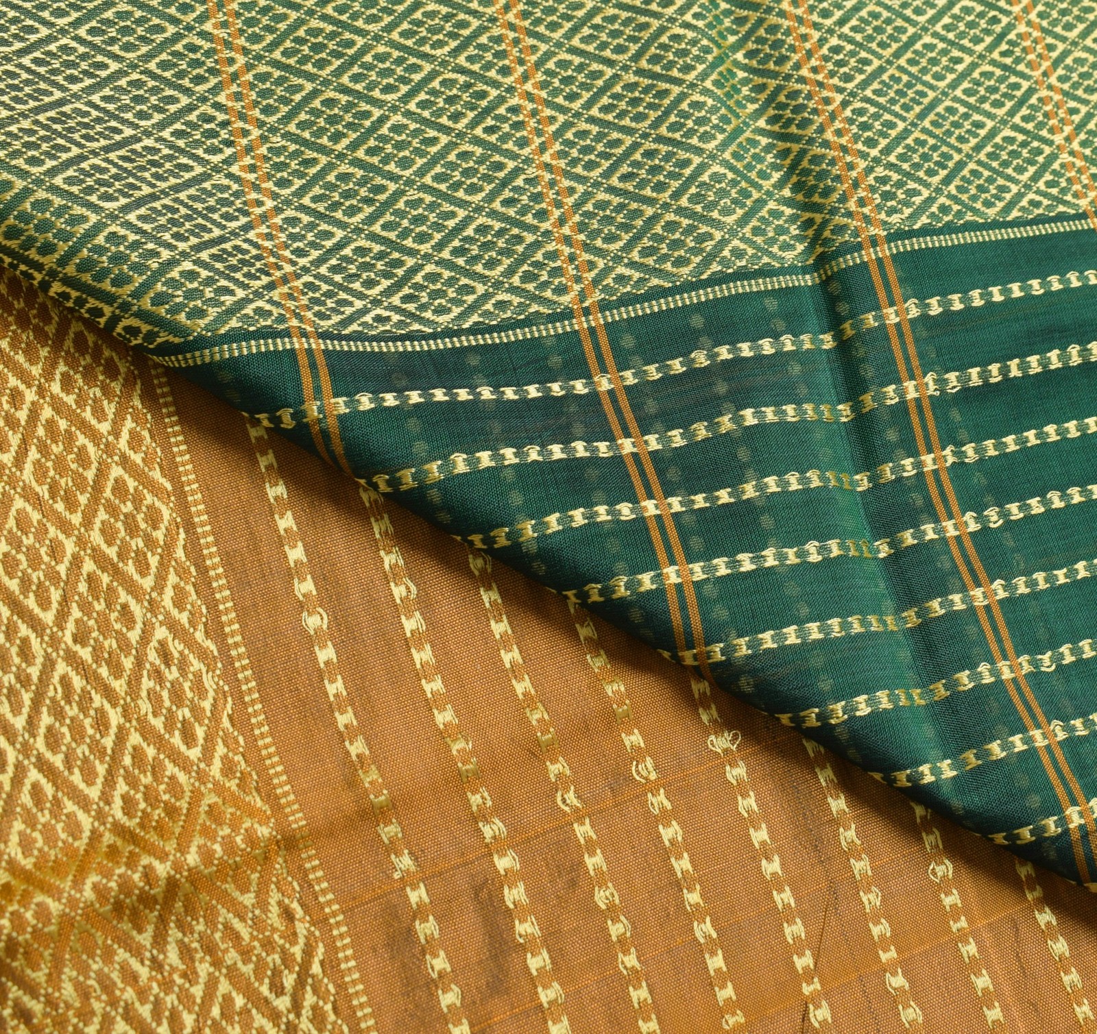 Sushila Vintage Mustard Saree 100% Pure Viscose Resham Woven Sari Craft Fabric