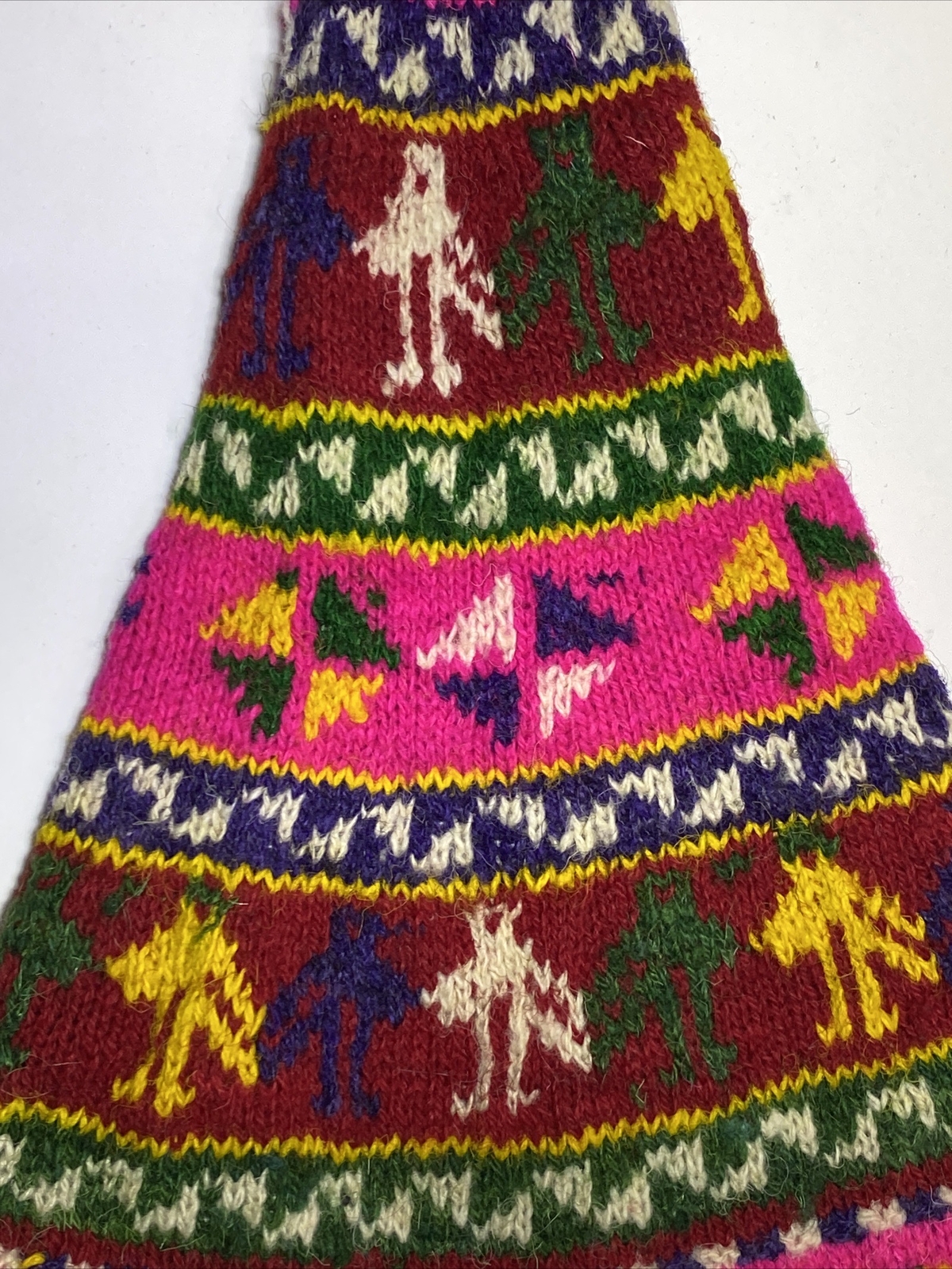 Vintage Peruvian Chullo Yarn Hat SMALL Ear Flaps Pointed flop Over Handmade H4A