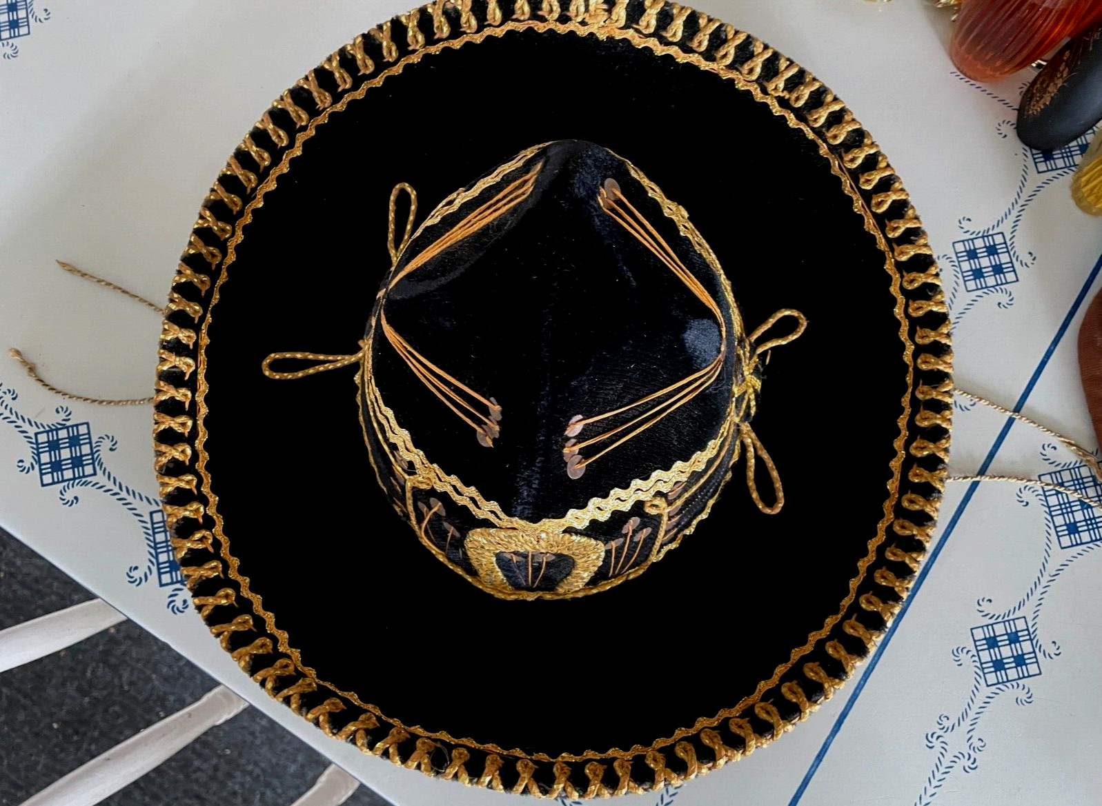Rare, Authentic CALIDAD XXXXX – Black Velvet- Mexican Sombrero Small – Child Hat