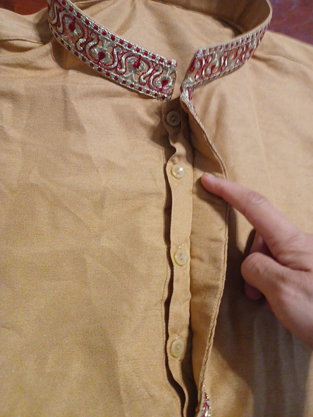 Mens Kurta Ethenic Party Wedding Emberoidery Collar Traditional