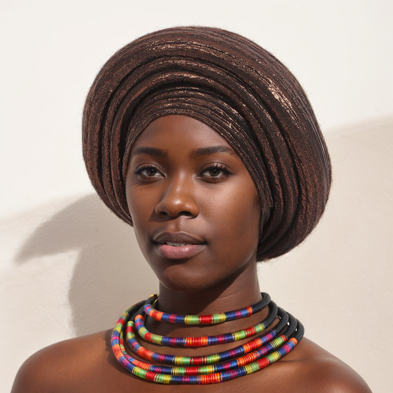 Women Headtie Wedding Party Headwear Bonnet Glitter African Ruffle Headwraps Hat