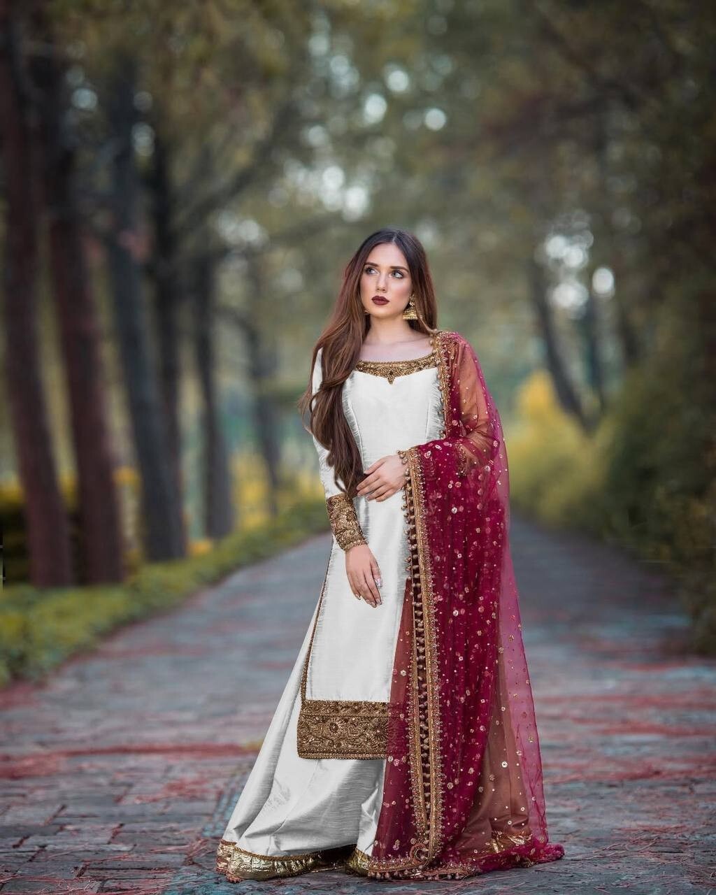 Classic Look Chinon Silk Kurta Palazzo With Faux Georgette Dupatta For Wedding