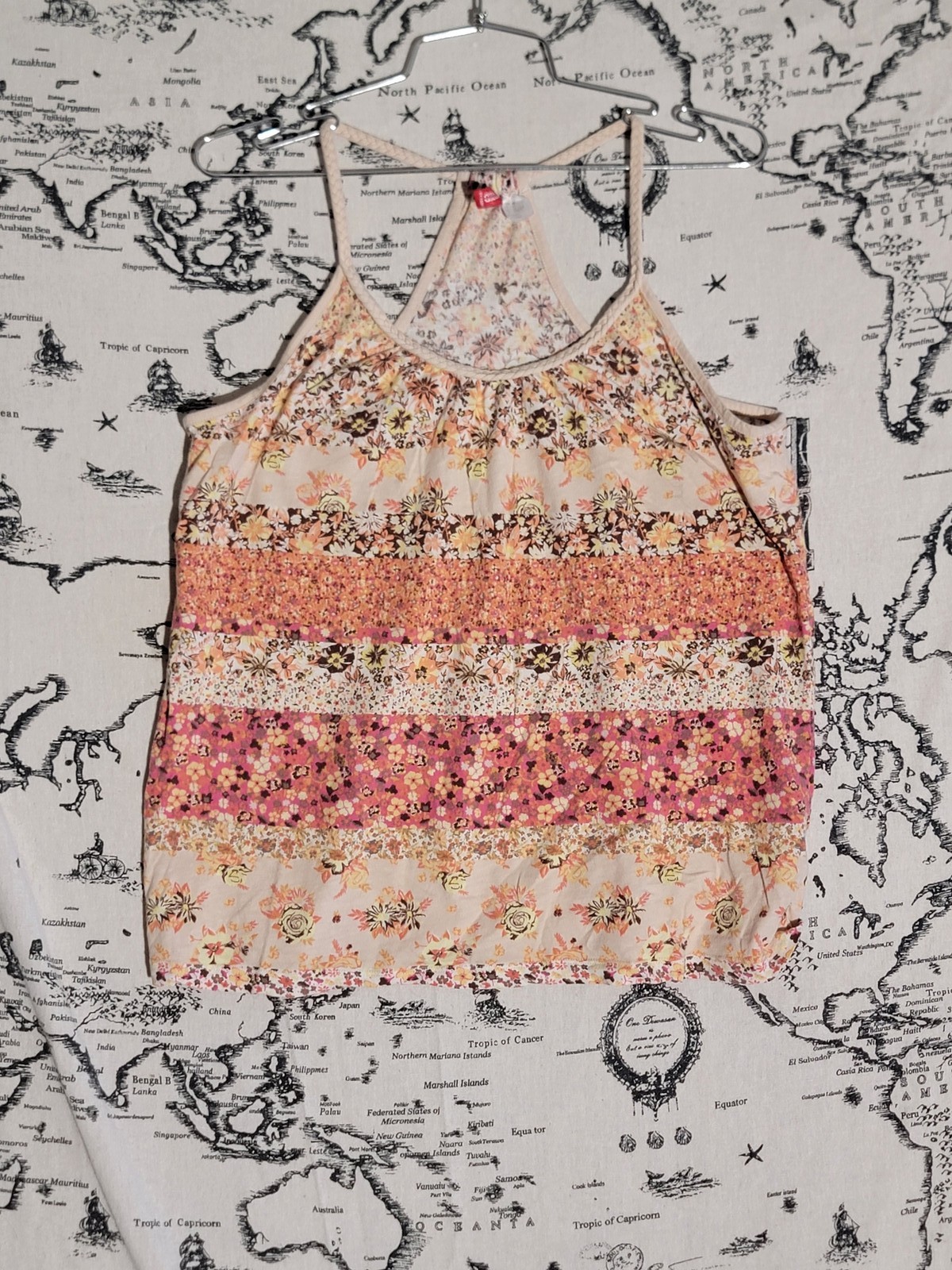H&M Women’s Floral Striped Racerback Tank Top Size 10 (US) / 40 (EUR)