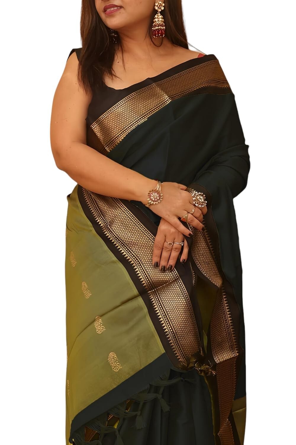 Women’s border saree sico silk Handloom Silk Saree Set with Blouse Piece