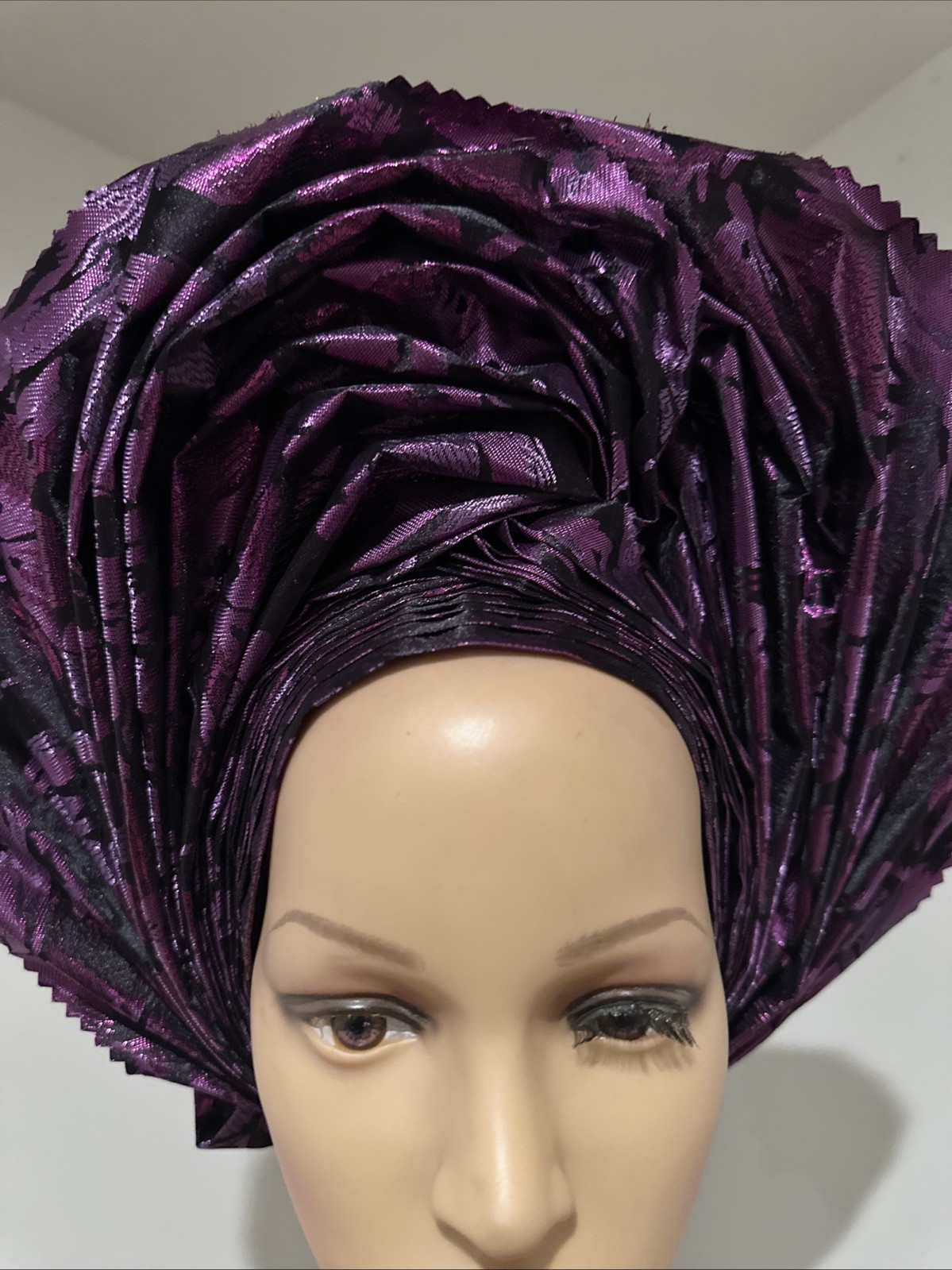 Elegant and Beautiful African Purple auto gele for women