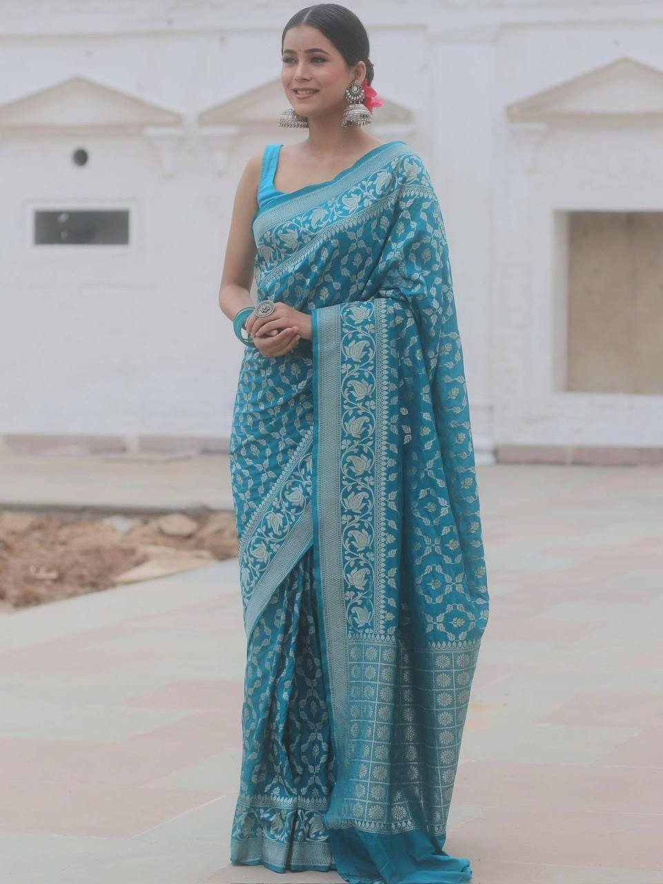 Indian Cotton Silk Saree With Unstitched Blouse Piece Festive Party Wear Sari