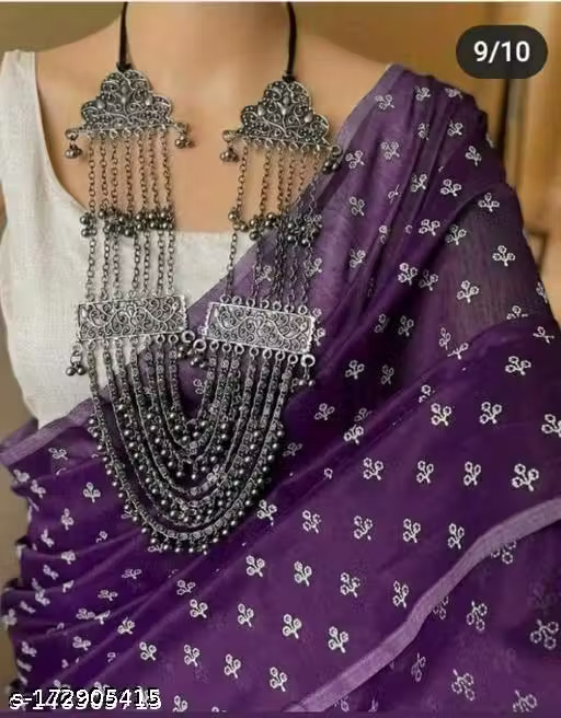 Daily Wear Chanderi Cotton Floral Printed Saree with blouse Piece Purple
