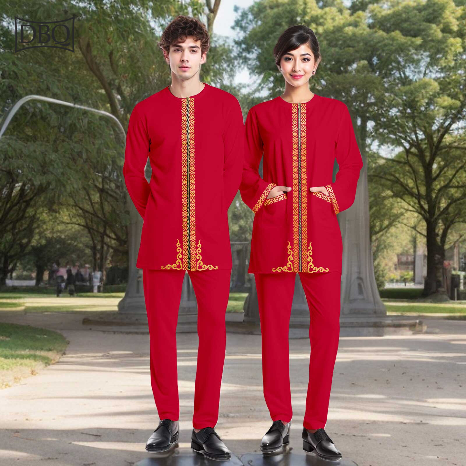 African Clothes for Couple Embroidery Blazer and Pants Set for Men and Women