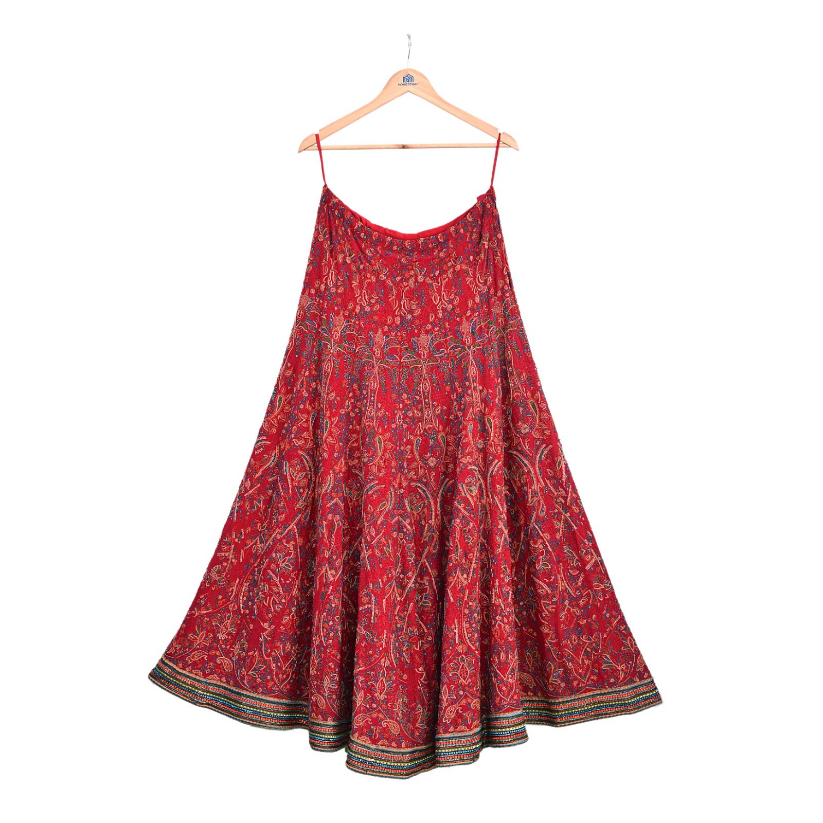 Pre-owned Pure Chanderi Silk Hand Embroidered Designer Anamika Khanna Skirt