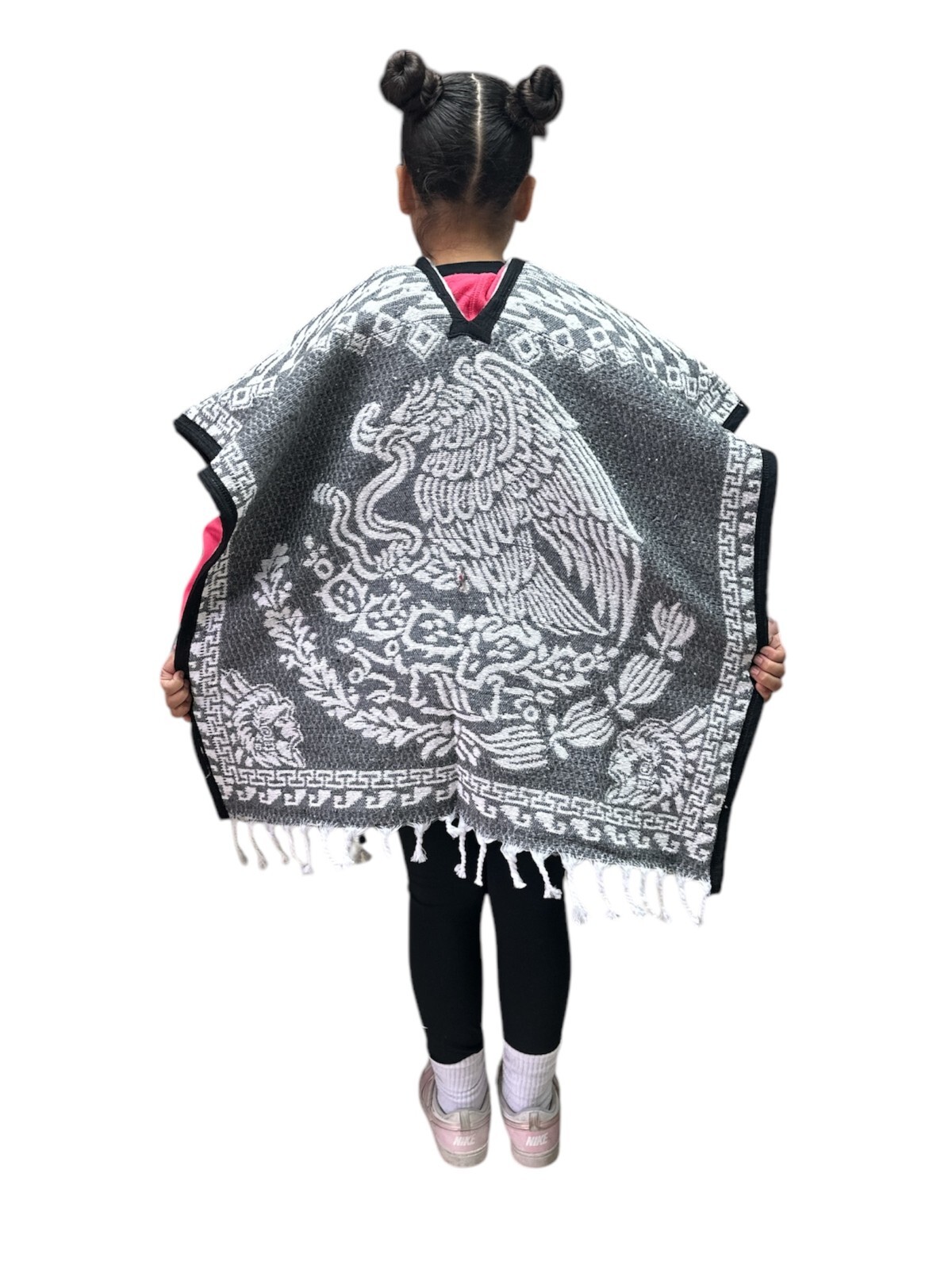 KIDS AZTEC PONCHO ,CALENDARIO , UNISEX , BLANKET GABAN ,6-12 YEARS , GRAY
