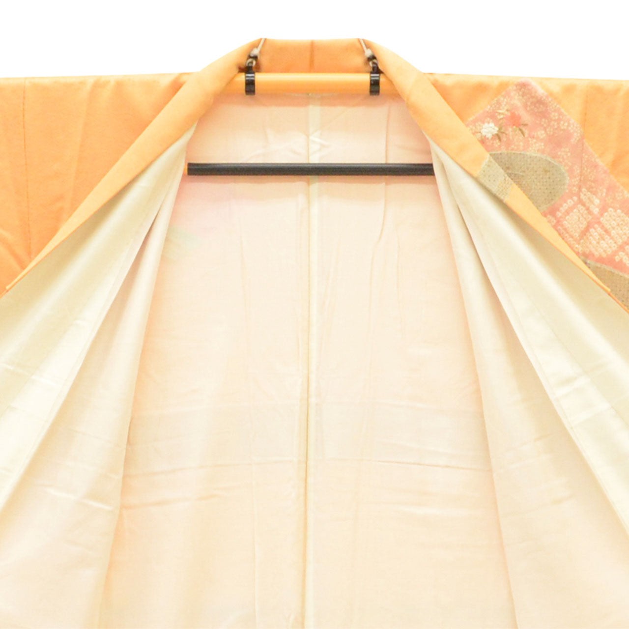 Vintage Japanese Kimono | Houmongi | Orange Silk | Pine Floral | uu2732b