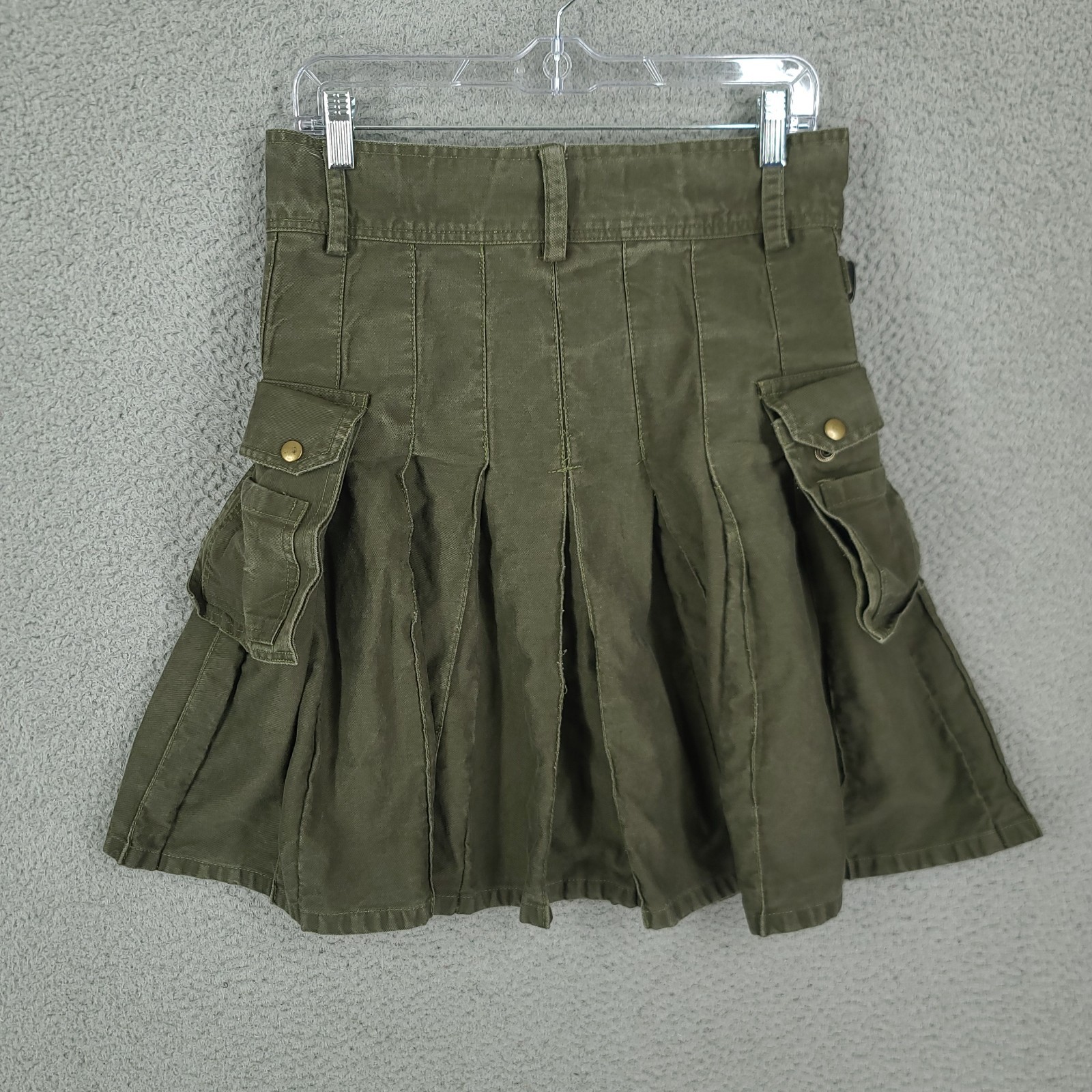 Scottish Highland Utility Kilt Mens 32 Pleated Heavy Olive Military Green Skirt