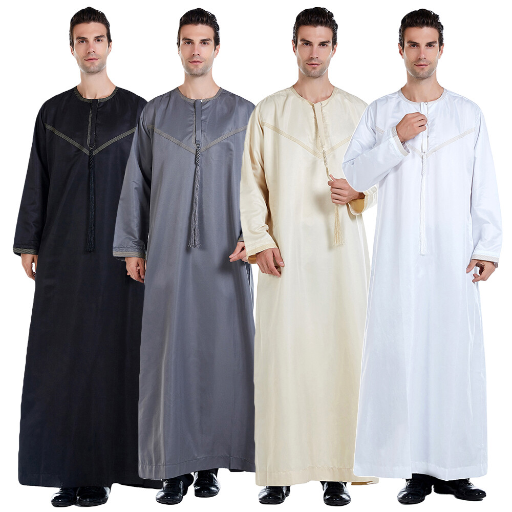 Dubai Arab Men Thobe Robe Jubba Kaftan Dishdash Galabeya Thawb Daffah Islamic
