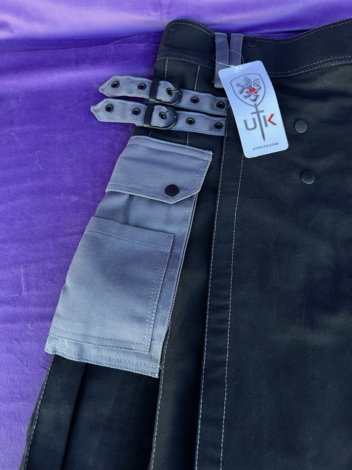 UT Black Utility Pocket Kilt Size 36 Techwear Festival Punk UT Kilts Scotland
