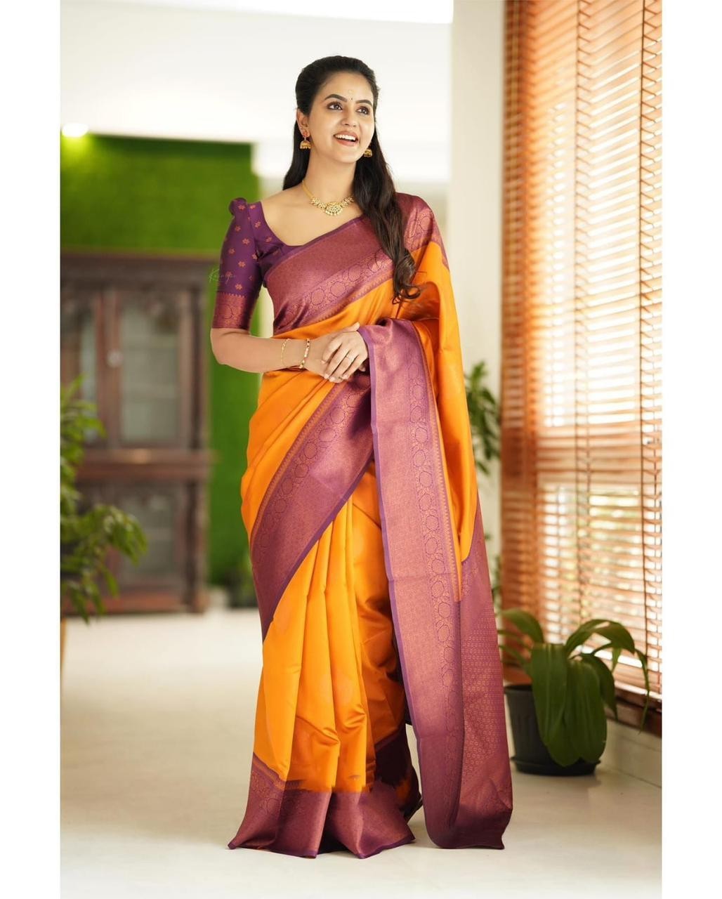 Soft Lichi Silk Saree Geometric Print Jacquard Weave Modern Casual Sari