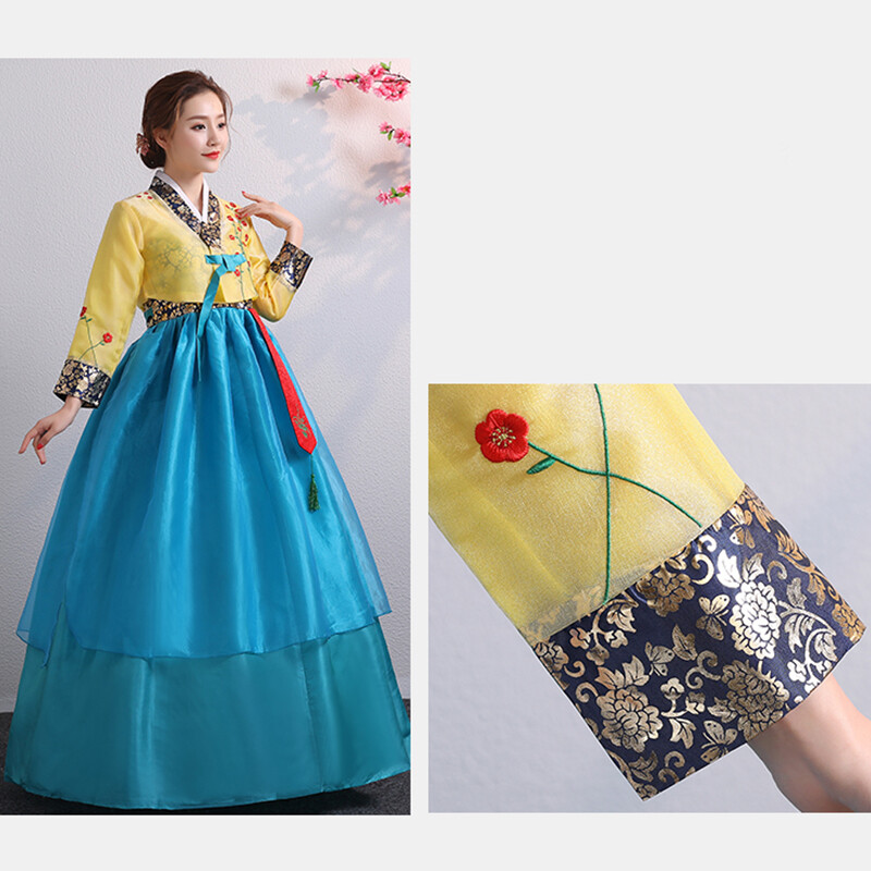 Korean Traditional Costume Women Hanbok Dress Set Performance Dance Clothing.