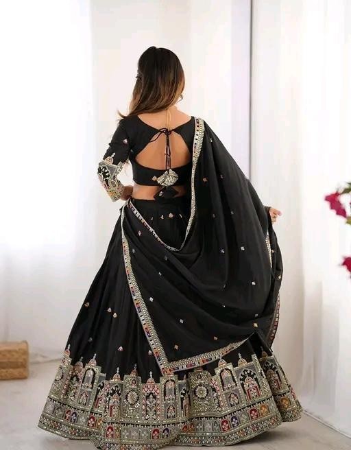 Ready To Wear Chanderi Silk Lehenga Choli Set Embroidered Wedding PartyWear