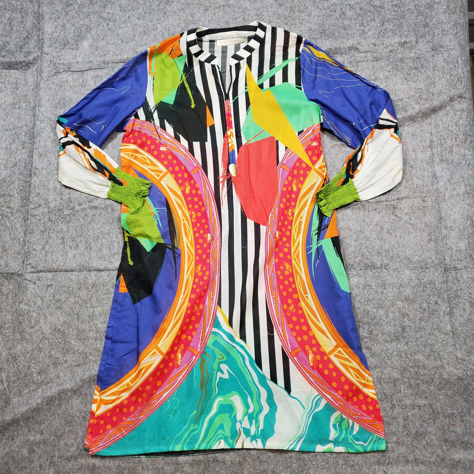 Ammara Khan Kaftan Womens Large Multicolor Artsy Art to Wear Tunic Pakistan