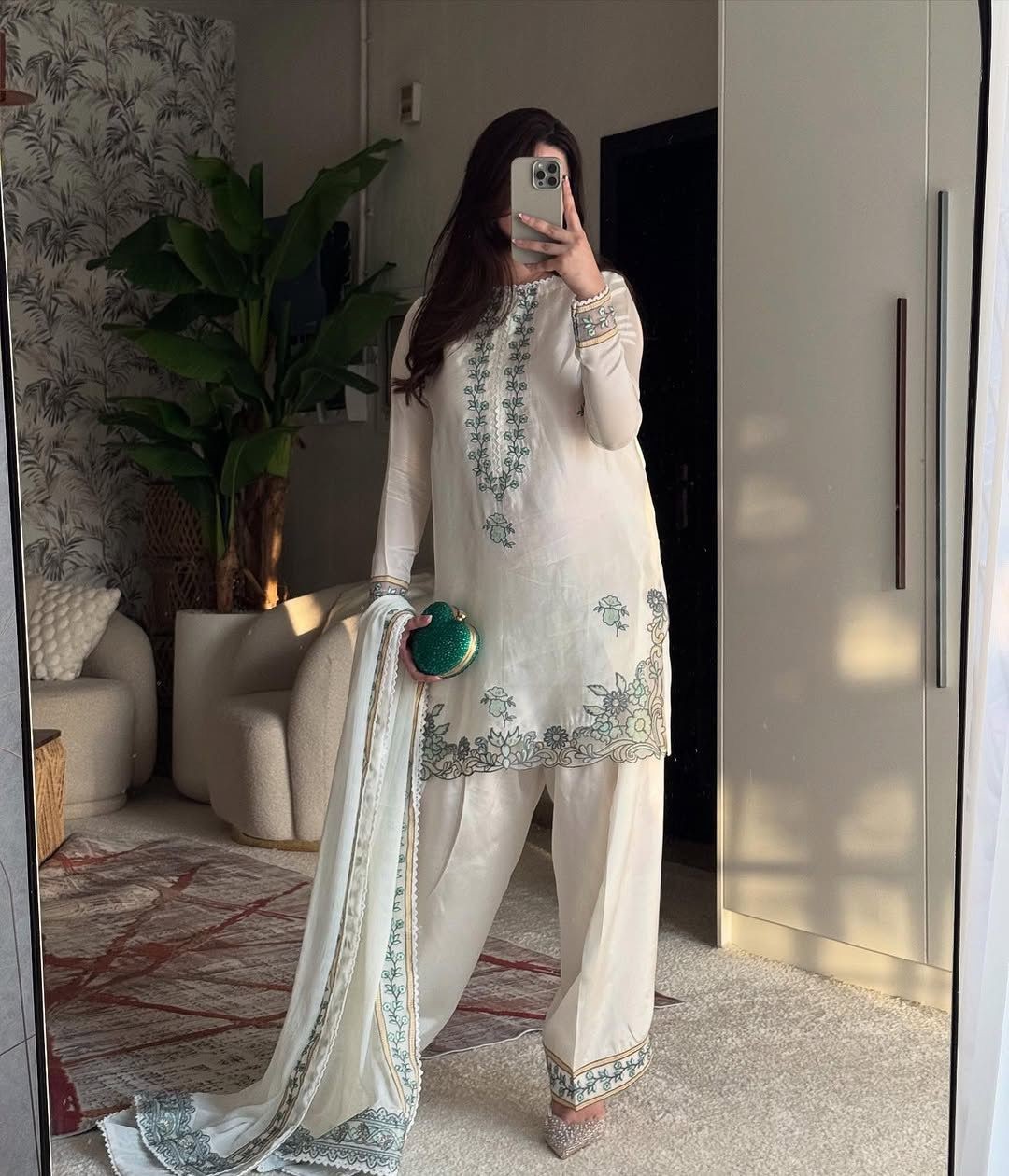 Designer Silk Top Farshi Palazzo Dupatta Party Wear Women Farshi shalwar suit