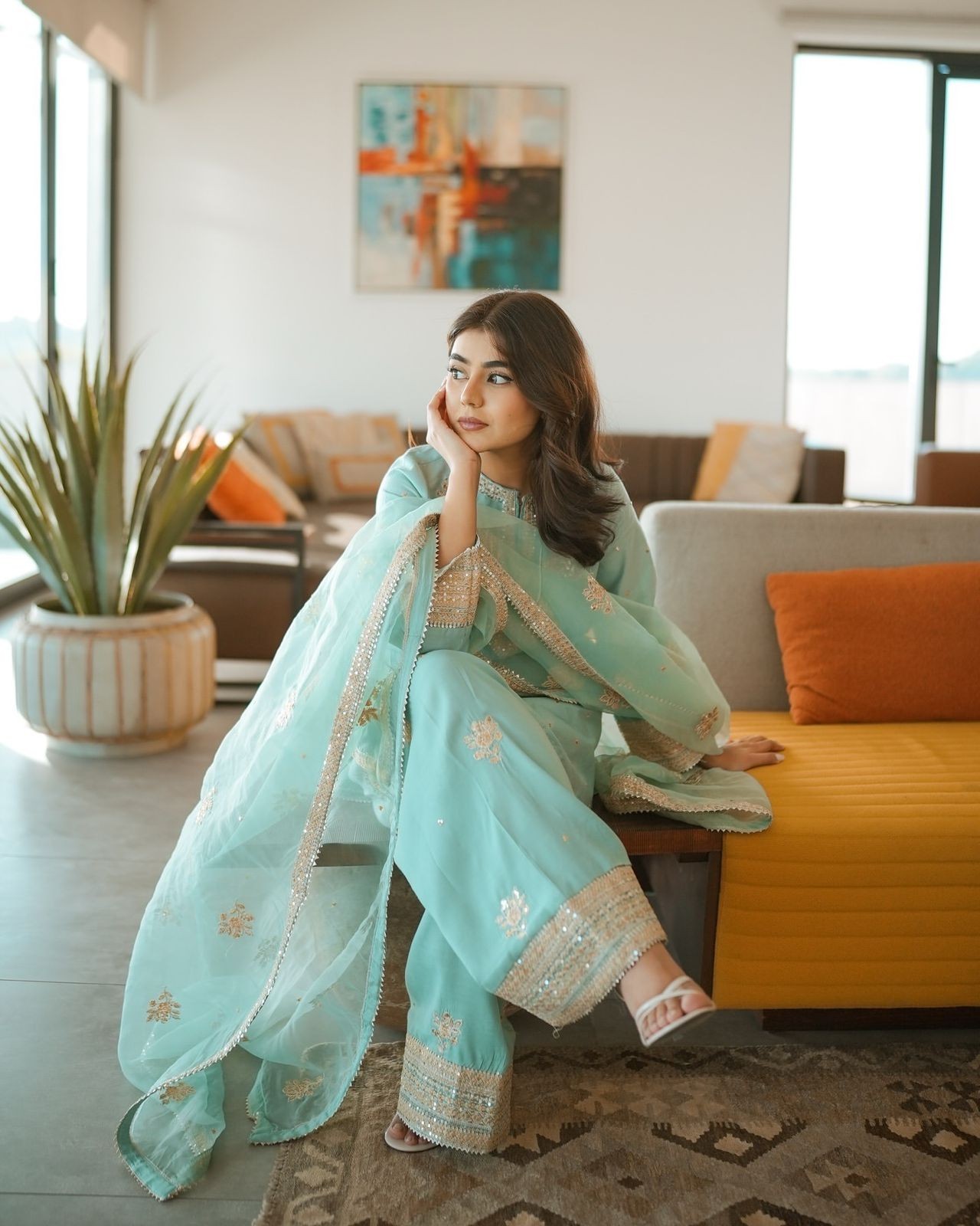 3 Piece Pakistani Designer farshi shalwar suit