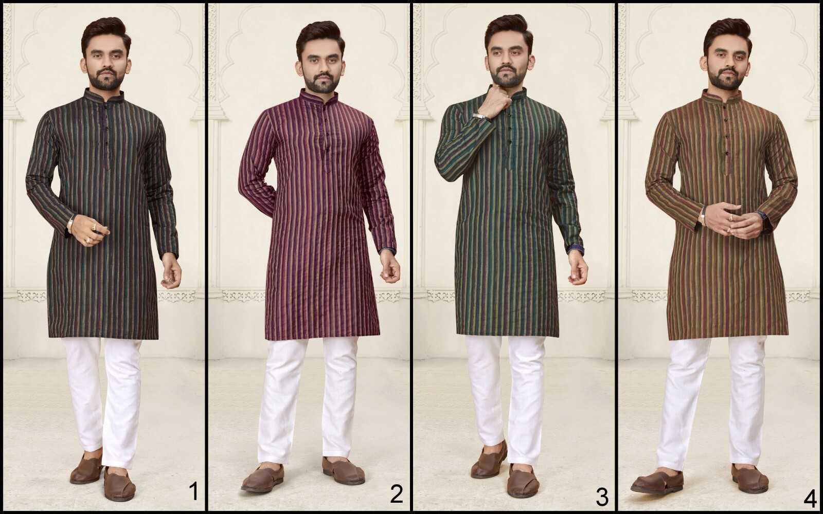 Traditional Pure Linen Cotton Jacquard Fabric Kurta Pajama Set For Men’s SP-AQ