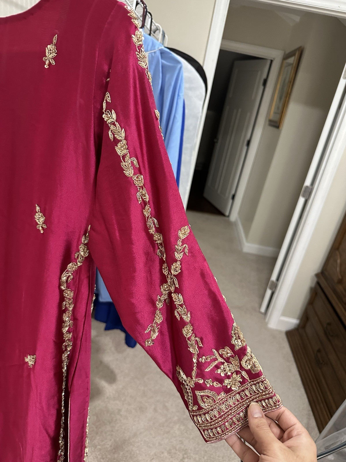 Embroidered Fancy Maroon Salwar Kameez Dress with Dupatta Woman’s Small/Medium