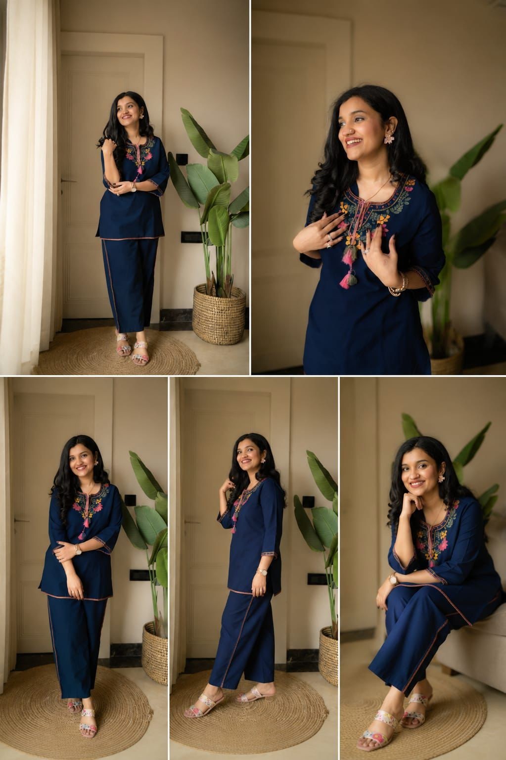 Floral Embroidery Party Wear Kurti Pant Set Designer Ethnic Kurta Cord Set Dress