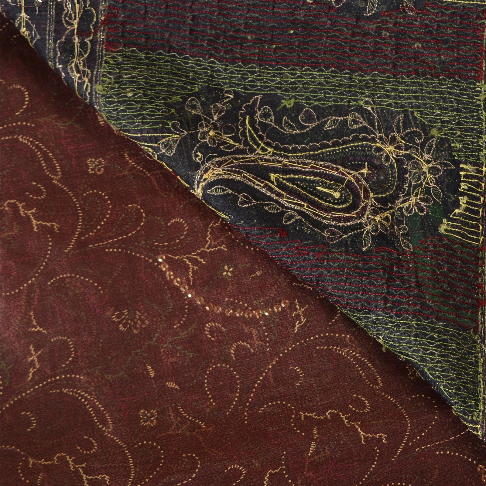 Sanskriti Vintage Sarees Pure Chiffon Silk Hand Beaded Woven Zardozi Sari Fabric
