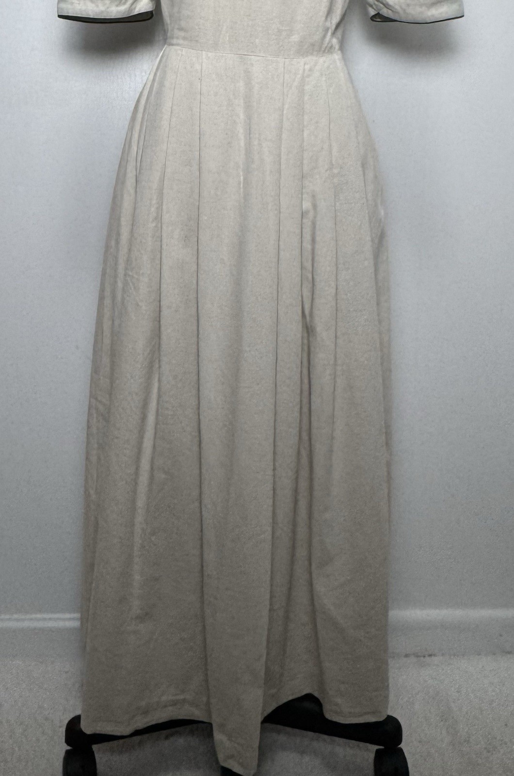 Vintage Wenger Austrian Linen Trachten Dress M 40 Edelweiss Embroidered Maxi