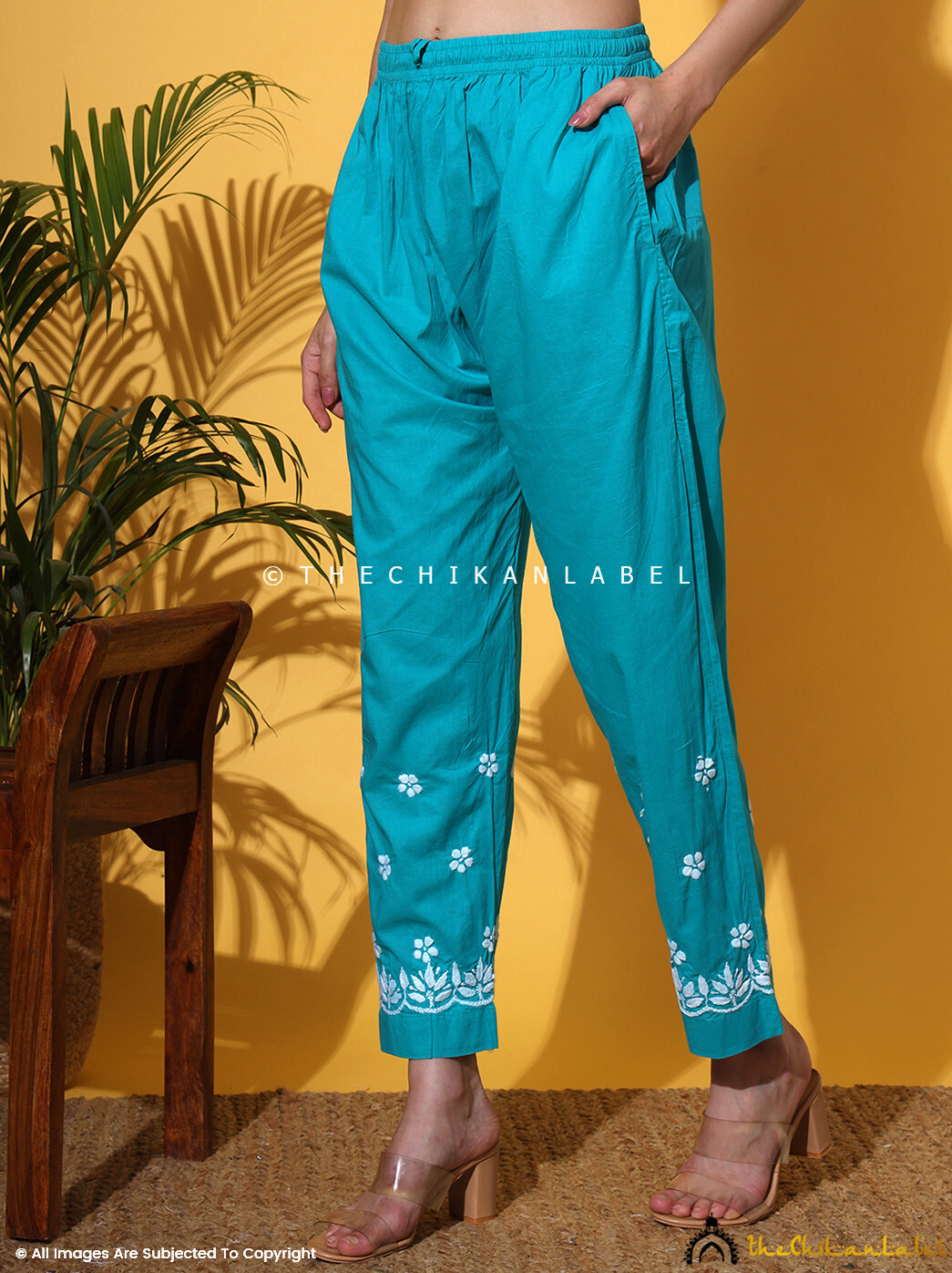 Sea Green Organic Cotton Chikankari Kurta Set Lucknow Chikan Handmade Cord Set