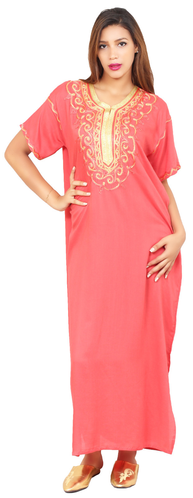 Caftan Moroccan Women kaftan Arabian Beach Summer Long Dress Muslim Abaya Cotton
