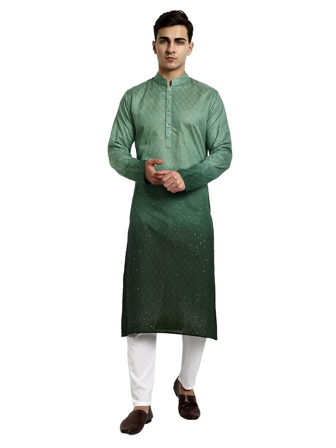 traditional Chikankari Embroidered Kurta with Elegant Sequence indian work