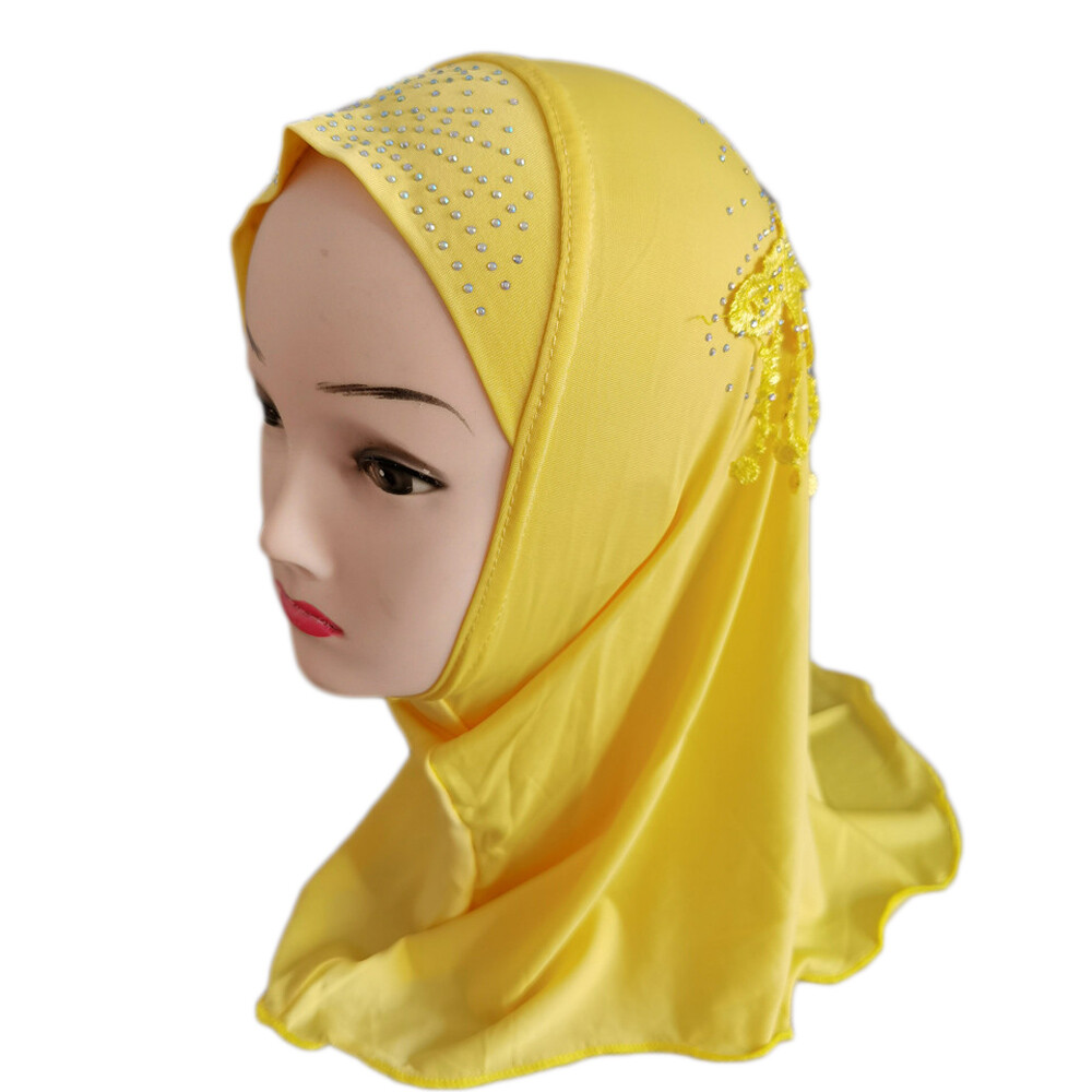 Muslim Kids Girls Hijab Turban One Piece Amira Islamic Wrap Scarf Shawl Cap 2-6Y