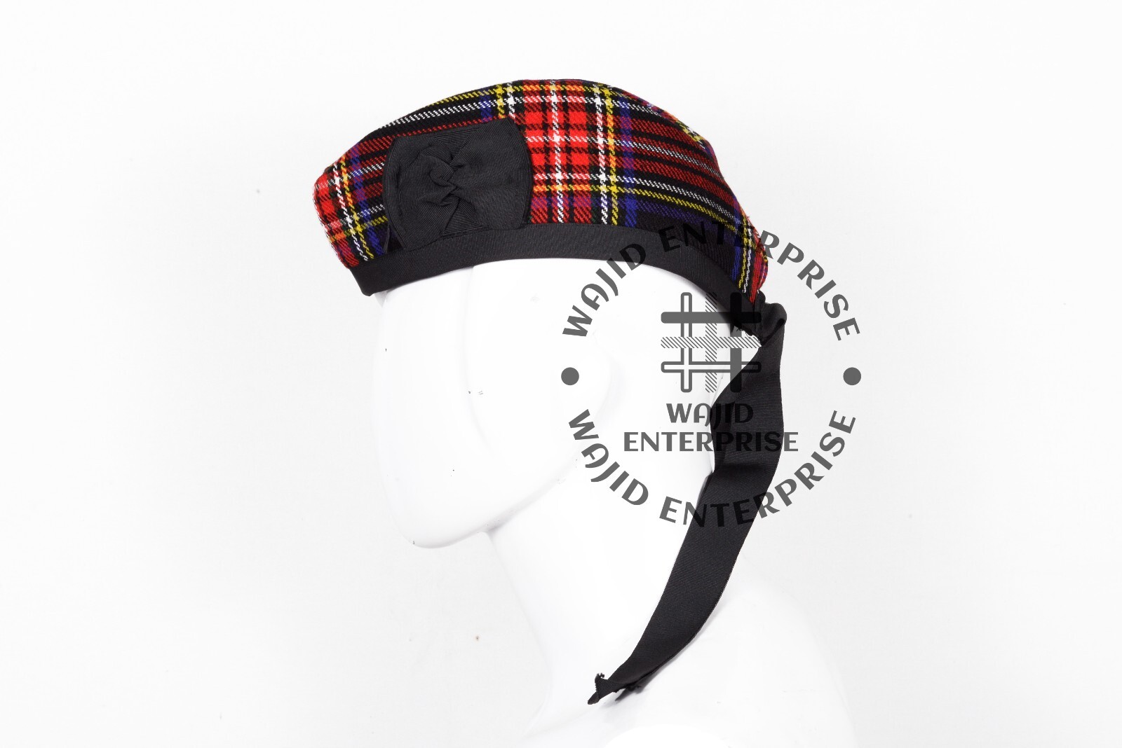 Scottish GLENGARRY Cap Black Stewart tartan Military Bonnet Glengarry Hat / Cap