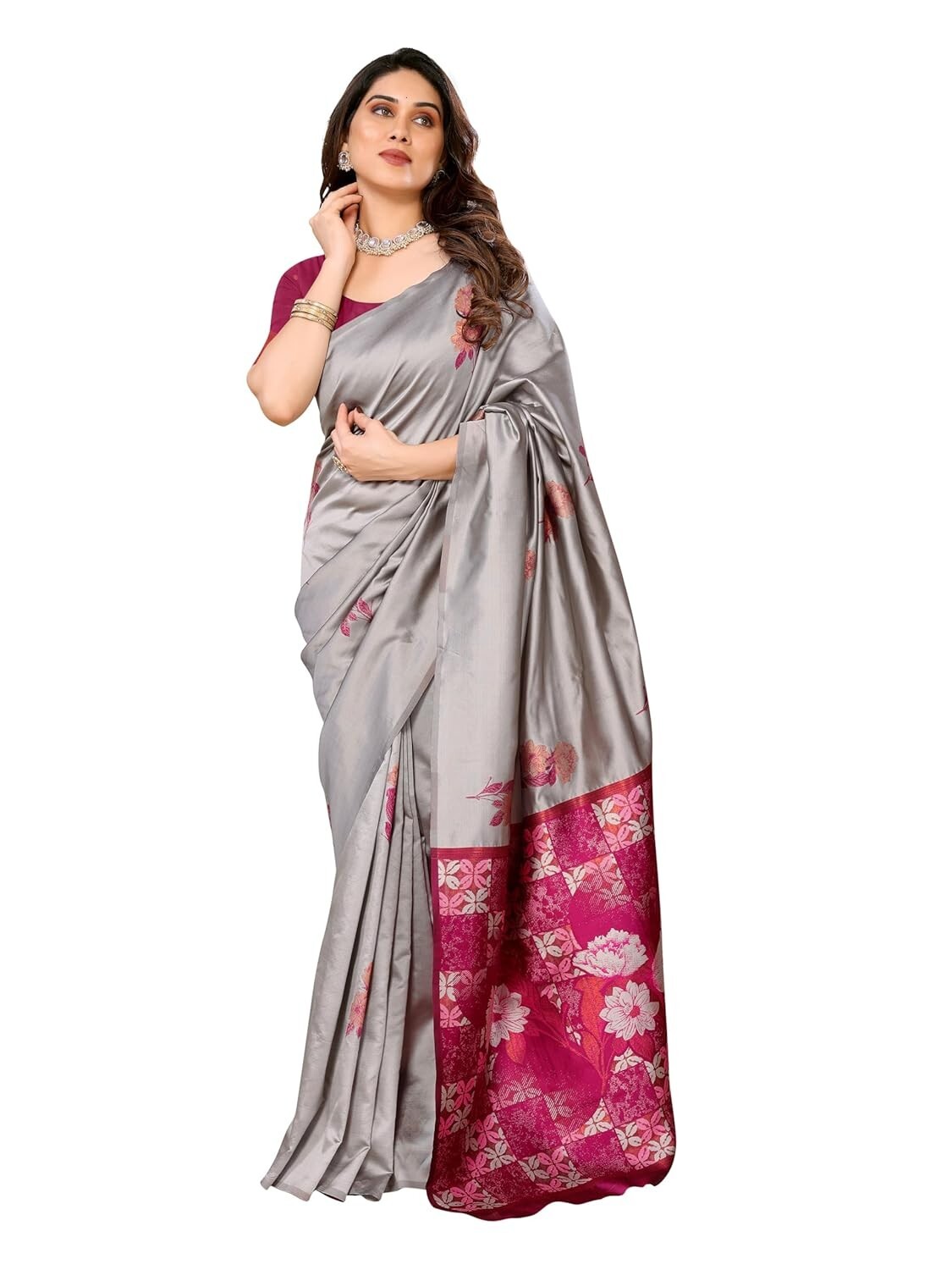 Women’s Kanjivaram Banarasi Soft Silk Saree With Unstitched Blouse Piece
