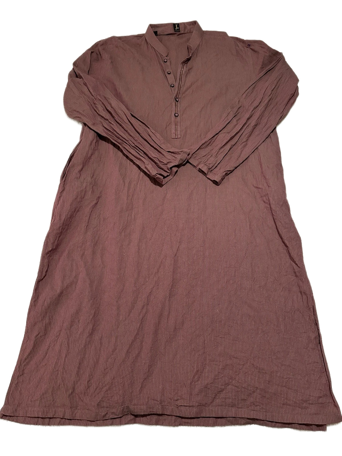 Junaid Jamshed Kurta Mens Medium Mauve Gold Pinstriped Long Sleeve Button Front
