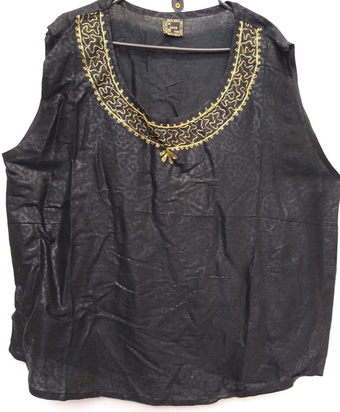 MEETU MAGIC, THE AFRICAN SCENE, 1 SIZE, BLACK/GOLD EMBROIDERY 2 PIECES