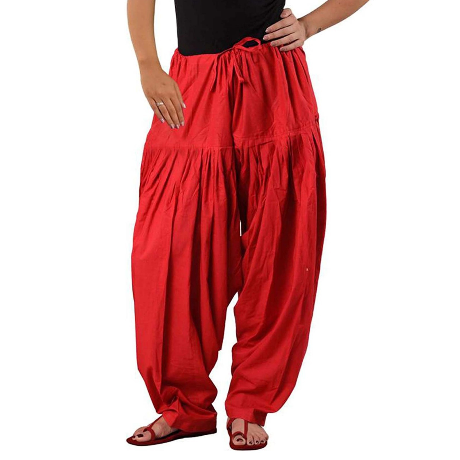 Women’s Red Punjabi Patiala Salwar Comfortable Pants For Yoga, Meditation