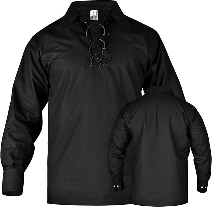 HIGHLAND REDSTONE Jacobite Shirt for Men Scottish Ghillie Kilt Shirt Long Sleeve