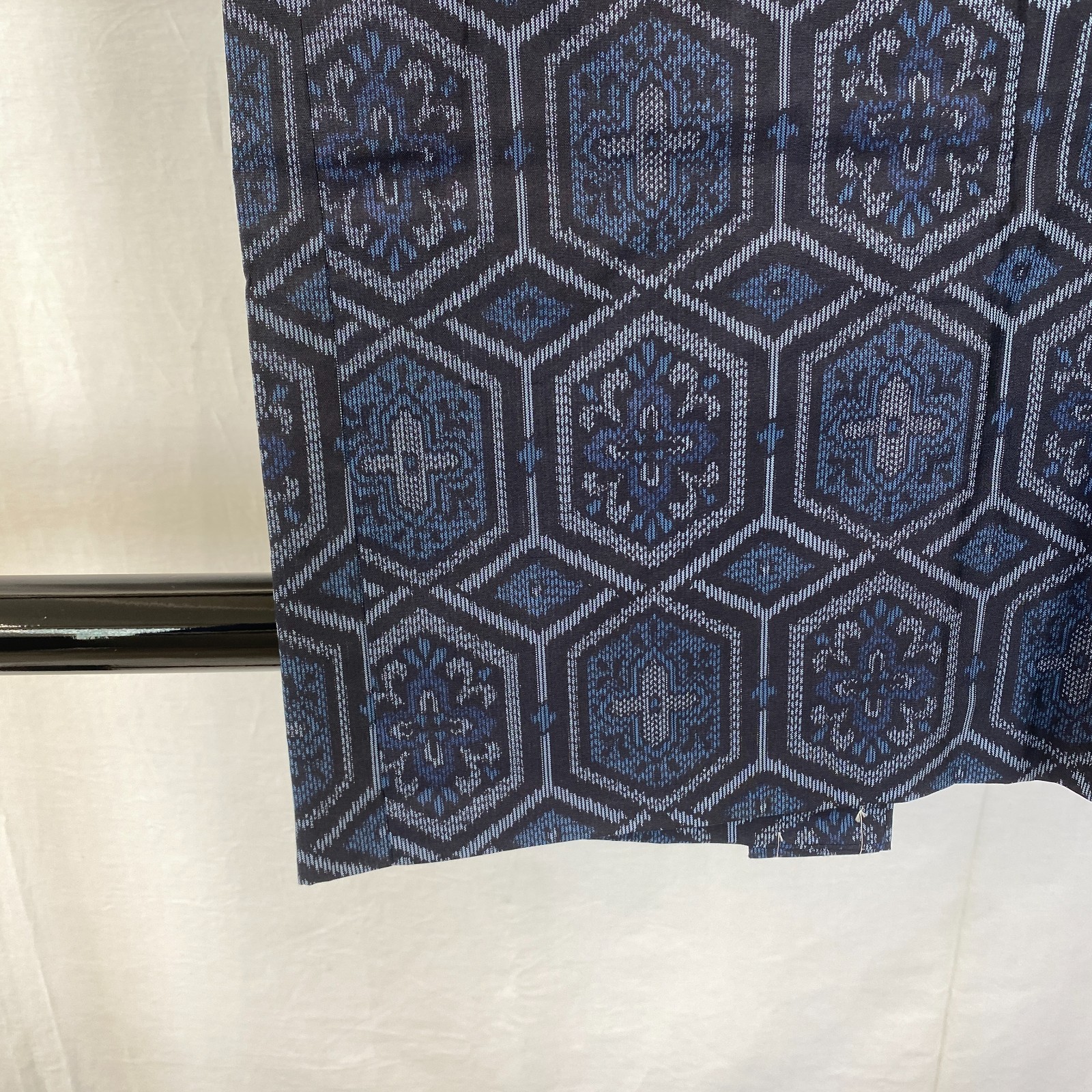 Japanese Vintage Kimono Haori Jacket Silk Blue Oshima Traditional Authentic 33in