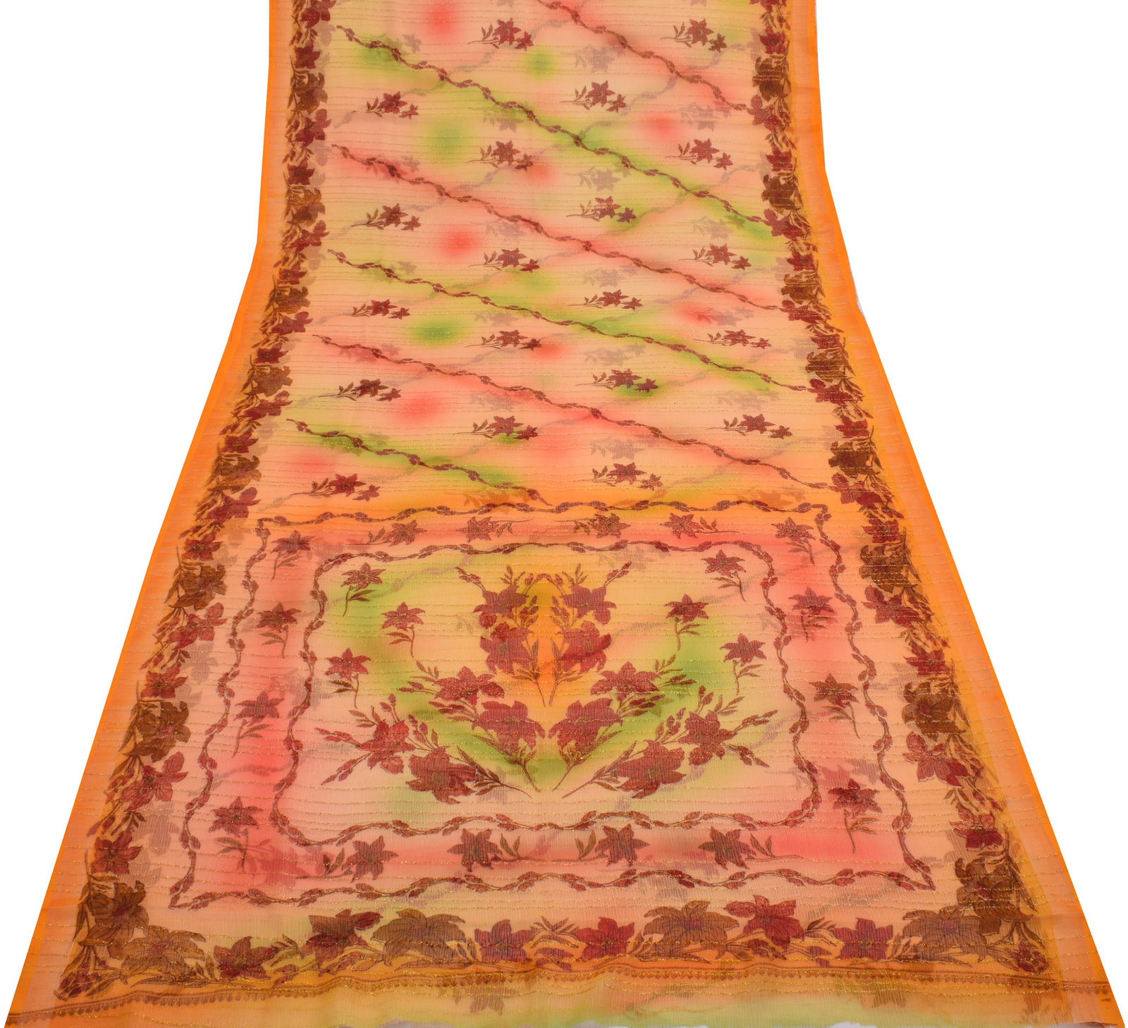 Sushila Vintage Multi-Color Saree Blend Silk Printed Floral Soft Craft Fabric