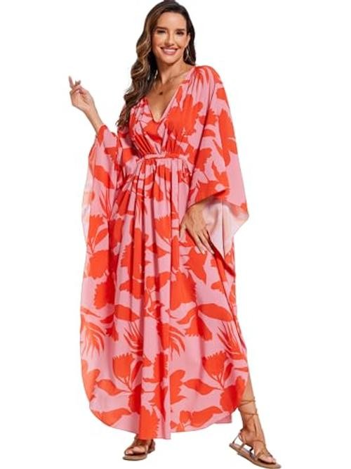 Kaftan Dresses for Women V Neck Summer Swimsuit Cover up Caftan Maxi Beach