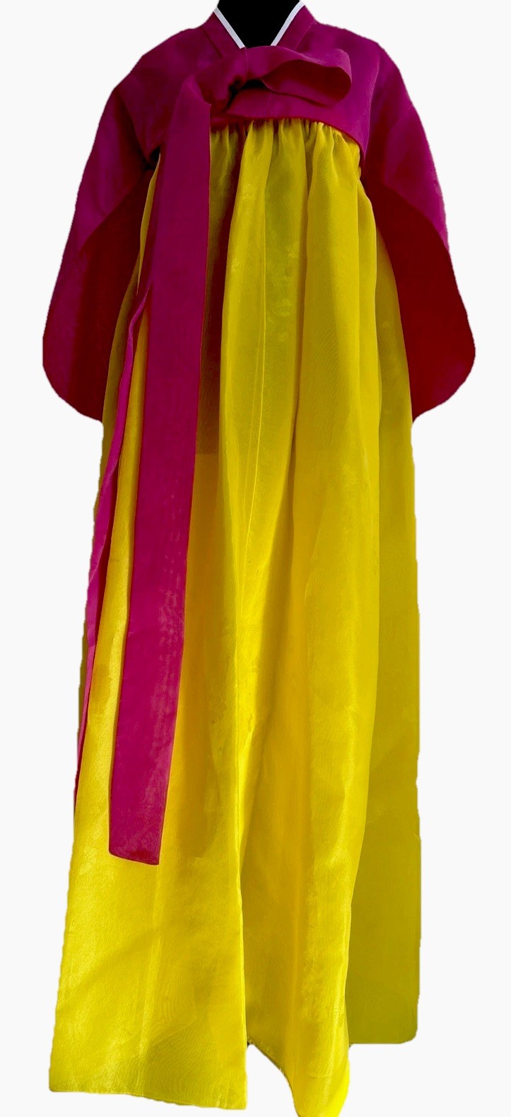 Korean Hanbok Set Pink Jeogori Yellow Skirt S/M Korea Handmade