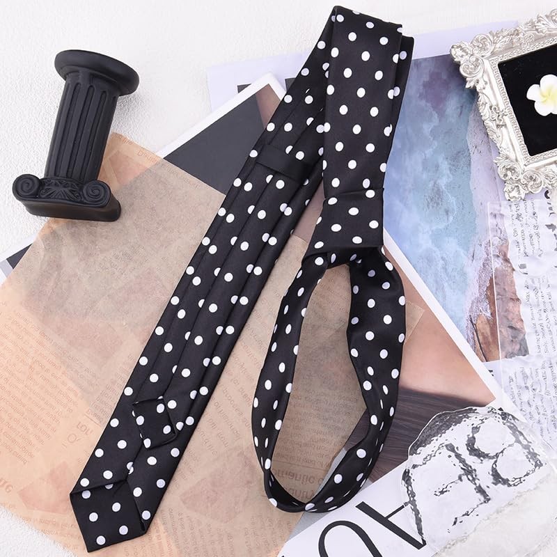 YALLNASL Vintage Polka Dot Ties for Halloween Leopard Print Black Polka Dot