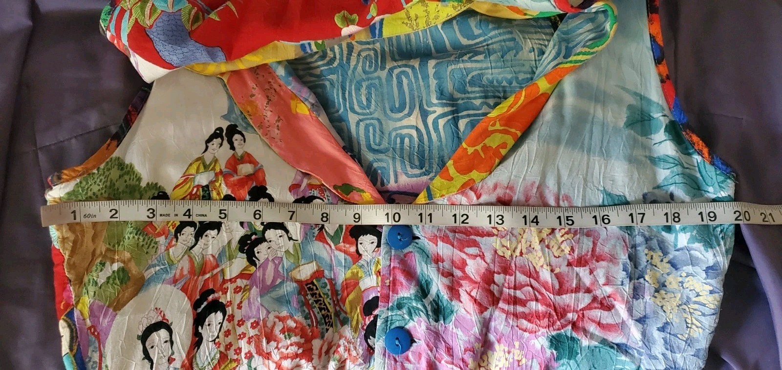 Vintage Jam’s World Size M Patchwork Vest Colorful Asian Inspired Art To Wear