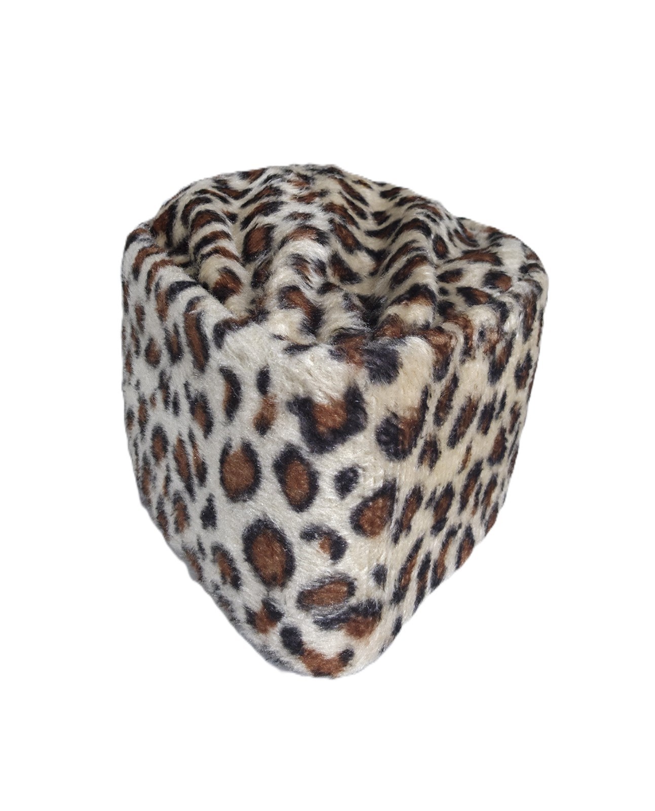 ​Leopard Animal Print Cap Luxury Faux Fur Foldable Pillbox Kufi Statement Hat