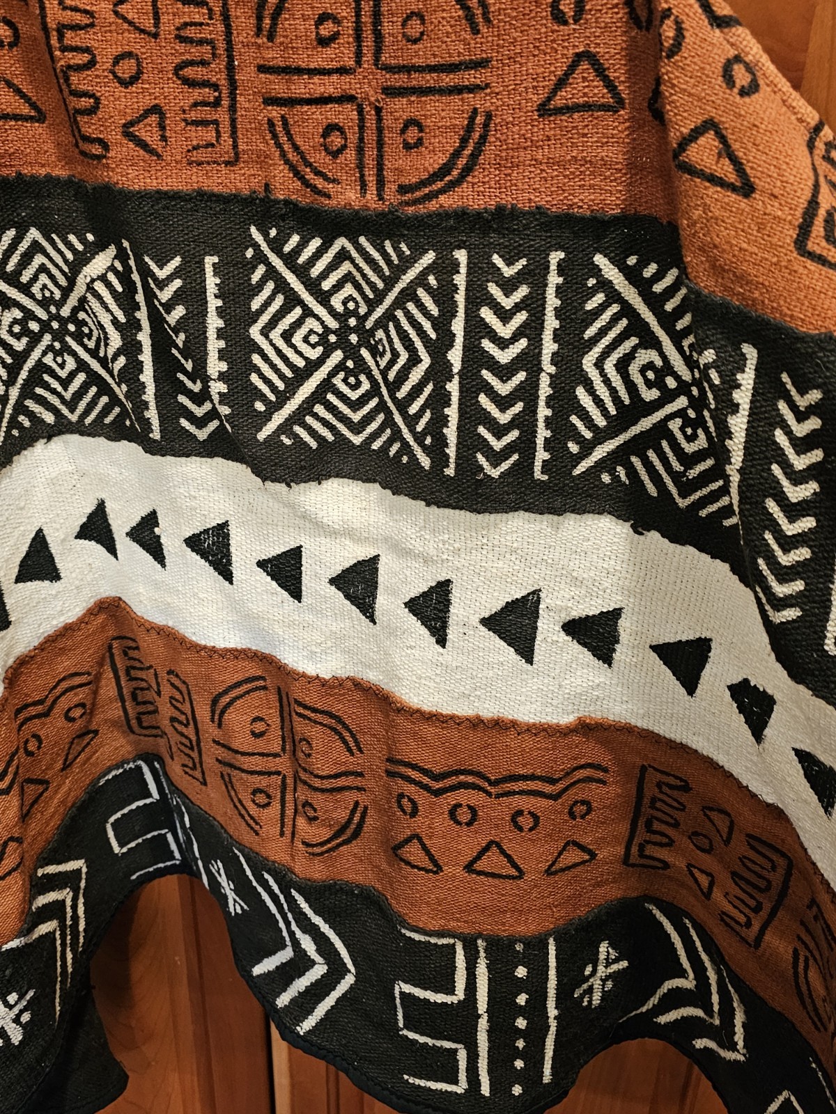 Handmade One-of-a-Kind African Mudcloth Patchwork Boho Heavy Shawl OSFM
